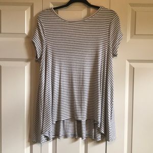 gray striped shirt with scoop back